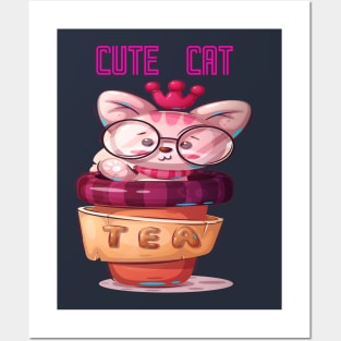 Cute Cat Animal Design Posters and Art